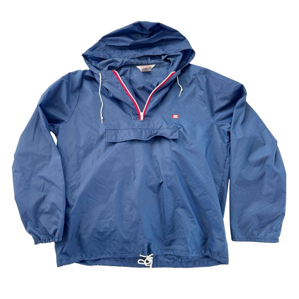 Vintage Navy Blue Hooded Windbreaker
